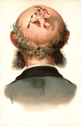 Male head - with Cupid climbing out